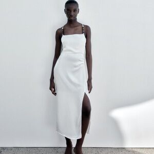 Zara Chain Strap Satin Effect Midi Dress